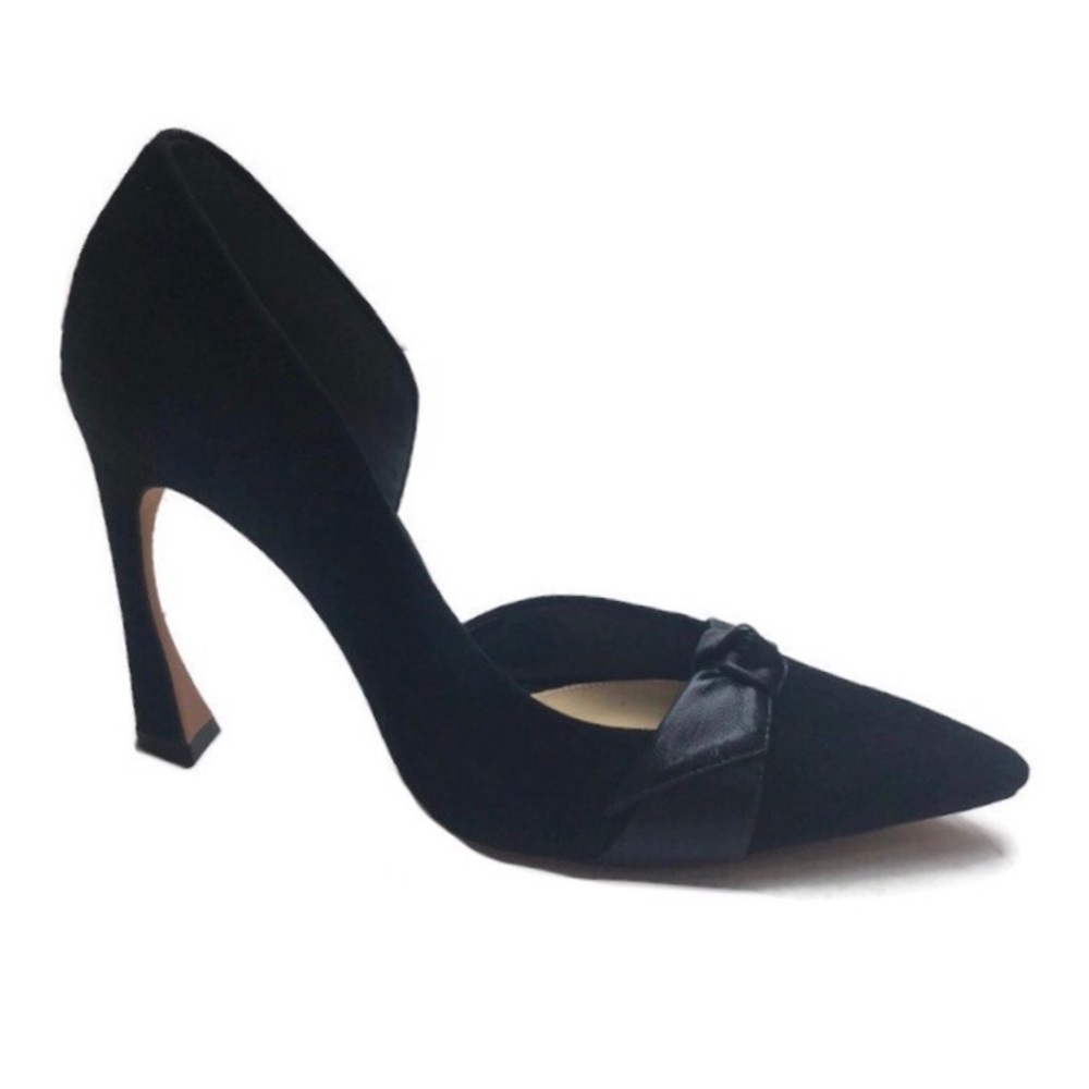 New Alexandre Birman Asymmetric Clarita 100 Demi D’Orsay Suede Knotted Pumps 36